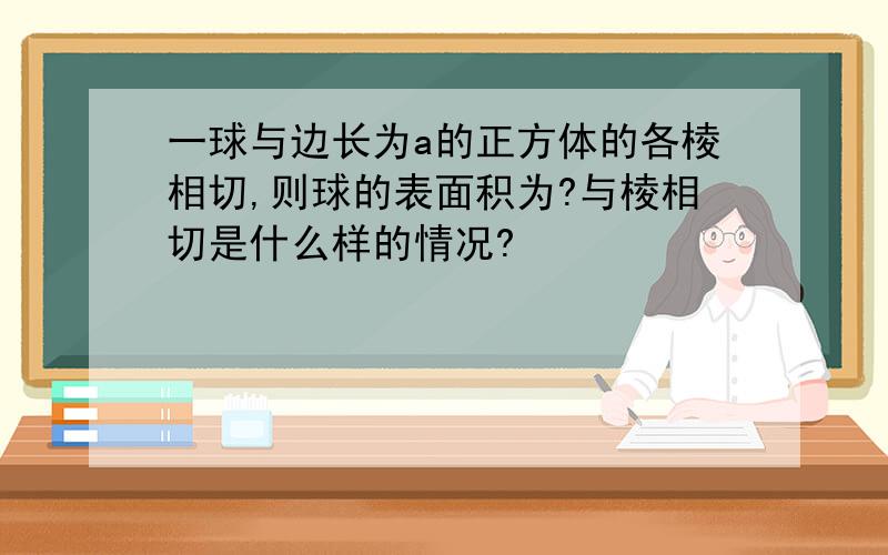 一球与边长为a的正方体的各棱相切,则球的表面积为?与棱相切是什么样的情况?