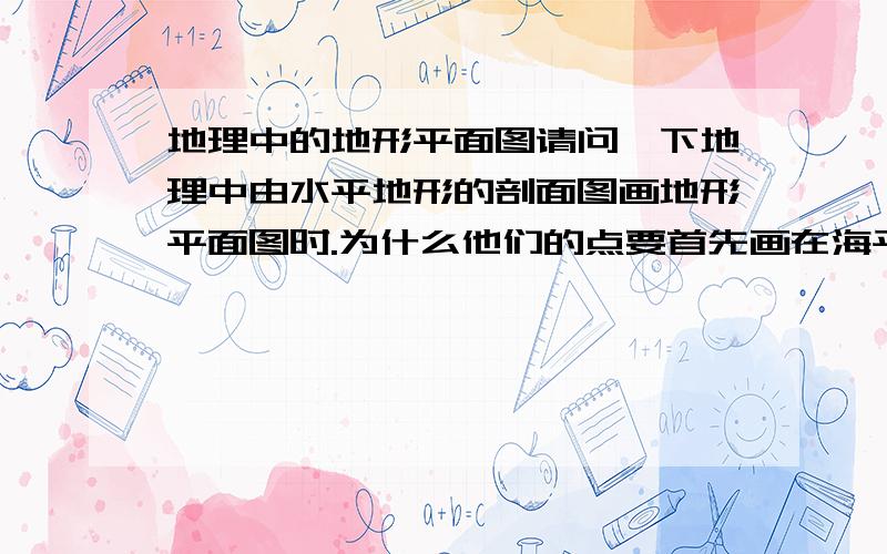 地理中的地形平面图请问一下地理中由水平地形的剖面图画地形平面图时.为什么他们的点要首先画在海平面上.也就是画在一条直线