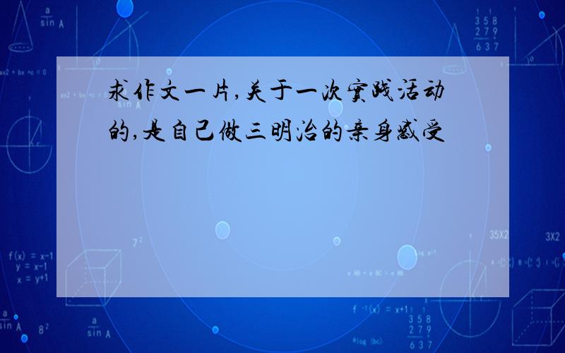 求作文一片,关于一次实践活动的,是自己做三明治的亲身感受