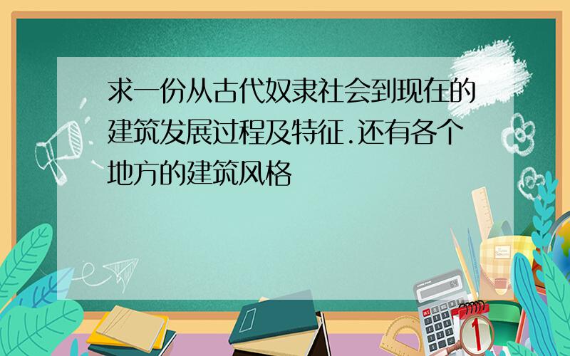 求一份从古代奴隶社会到现在的建筑发展过程及特征.还有各个地方的建筑风格