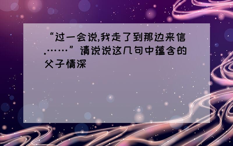 “过一会说,我走了到那边来信.……”请说说这几句中蕴含的父子情深