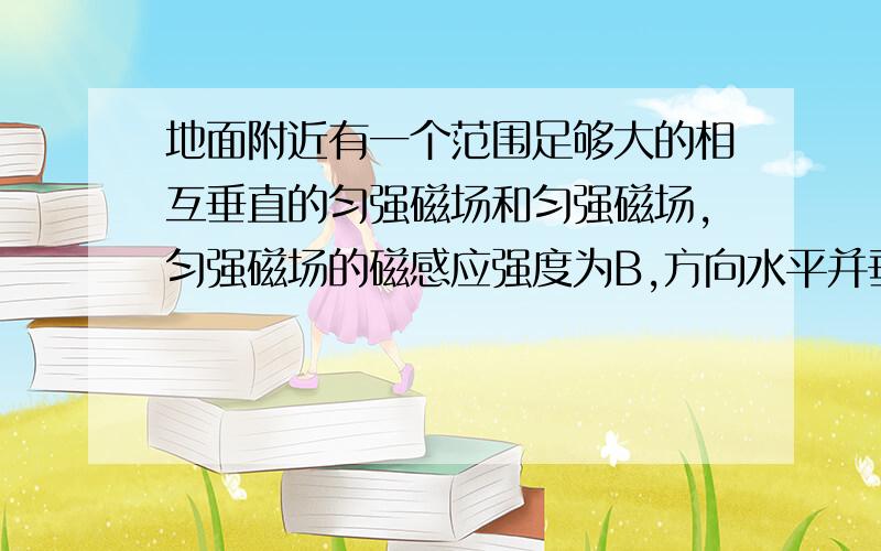 地面附近有一个范围足够大的相互垂直的匀强磁场和匀强磁场,匀强磁场的磁感应强度为B,方向水平并垂直纸面向外,一质量为m,带电量为-q的带电微粒在此区域恰好做速度大小为v的匀速圆周运