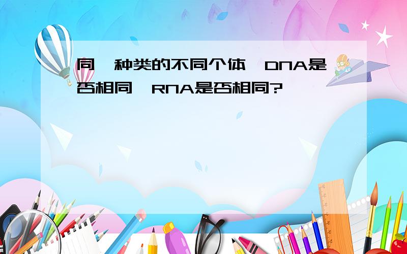 同一种类的不同个体,DNA是否相同,RNA是否相同?