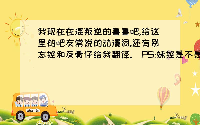 我现在在混叛逆的鲁鲁吧,给这里的吧友常说的动漫词,还有别忘控和反骨仔给我翻译.（PS:妹控是不是对年龄小的有嗜好?自己理解的）