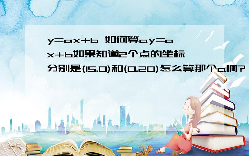 y=ax+b 如何算ay=ax+b如果知道2个点的坐标,分别是(15.0)和(0.20)怎么算那个a啊?