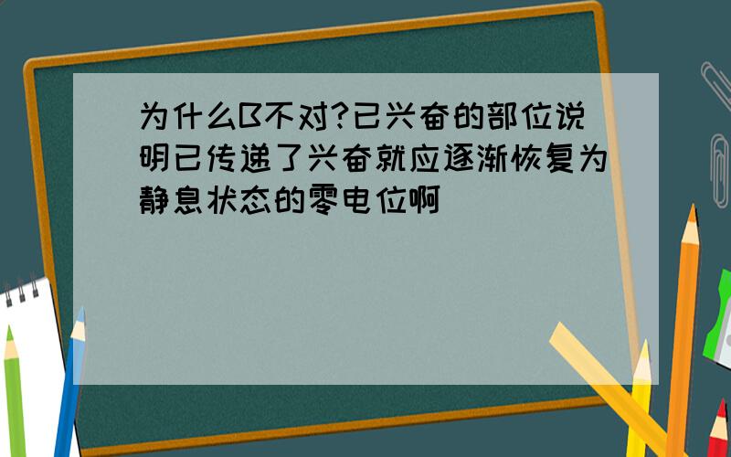 为什么B不对?已兴奋的部位说明已传递了兴奋就应逐渐恢复为静息状态的零电位啊