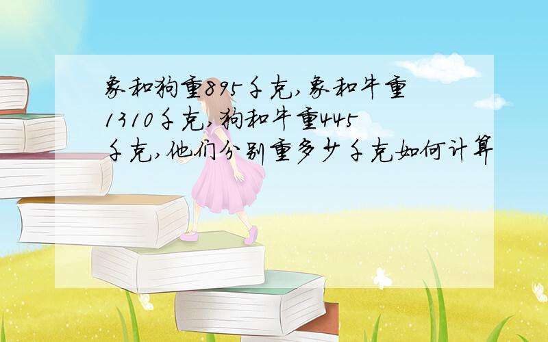 象和狗重895千克,象和牛重1310千克,狗和牛重445千克,他们分别重多少千克如何计算