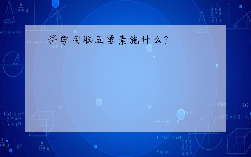 科学用脑五要素施什么?