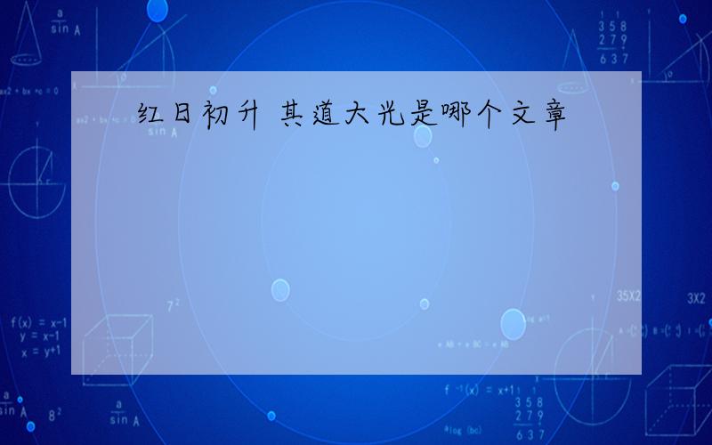 红日初升 其道大光是哪个文章