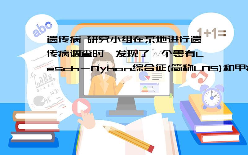 遗传病 研究小组在某地进行遗传病调查时,发现了一个患有Lesch－Nyhan综合征(简称LNS)和甲病的患者家系,并绘制遗传系谱如下图(其中甲遗传病用基因B、b表示,LNS遗传病用基因D、d表示).研究发