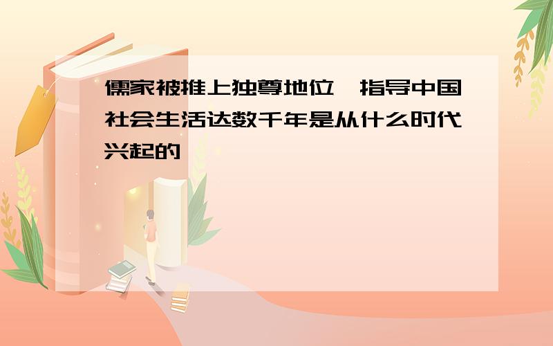 儒家被推上独尊地位,指导中国社会生活达数千年是从什么时代兴起的