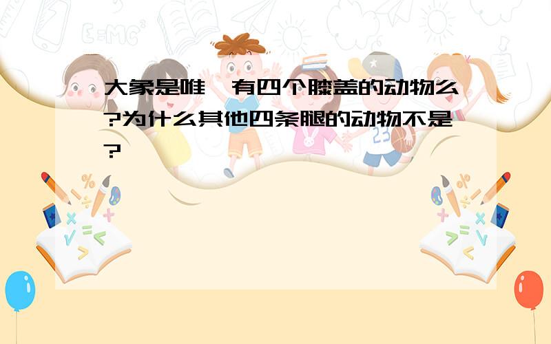 大象是唯一有四个膝盖的动物么?为什么其他四条腿的动物不是?