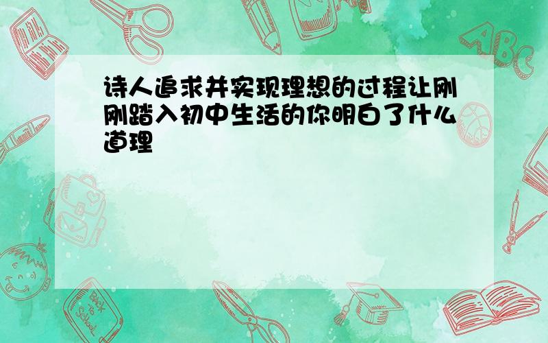 诗人追求并实现理想的过程让刚刚踏入初中生活的你明白了什么道理