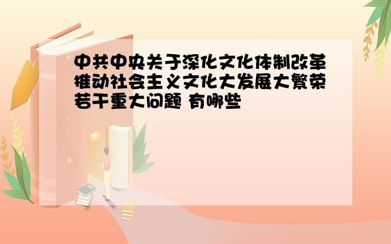 中共中央关于深化文化体制改革推动社会主义文化大发展大繁荣若干重大问题 有哪些