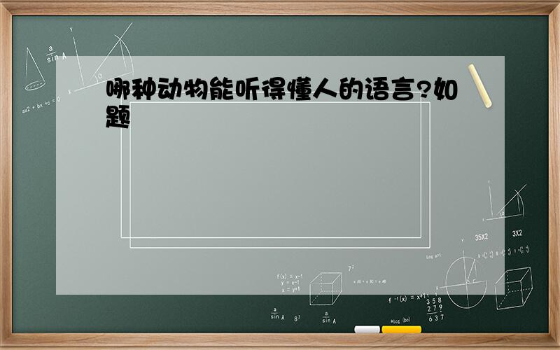 哪种动物能听得懂人的语言?如题