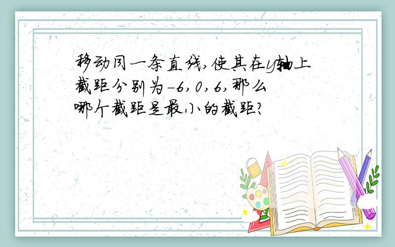 移动同一条直线,使其在y轴上截距分别为-6,0,6,那么哪个截距是最小的截距?