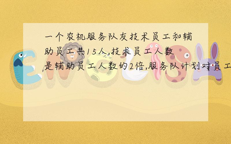 一个农机服务队友技术员工和辅助员工共15人,技术员工人数是辅助员工人数的2倍,服务队计划对员工发放奖金共计20000元,按技术员工个人奖励A元和辅助员工个人奖励B元两种标准发放,其中A>=B>