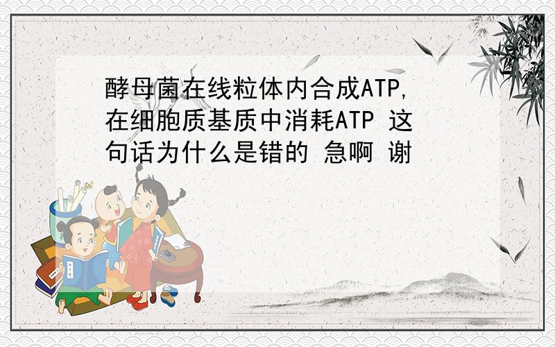 酵母菌在线粒体内合成ATP,在细胞质基质中消耗ATP 这句话为什么是错的 急啊 谢