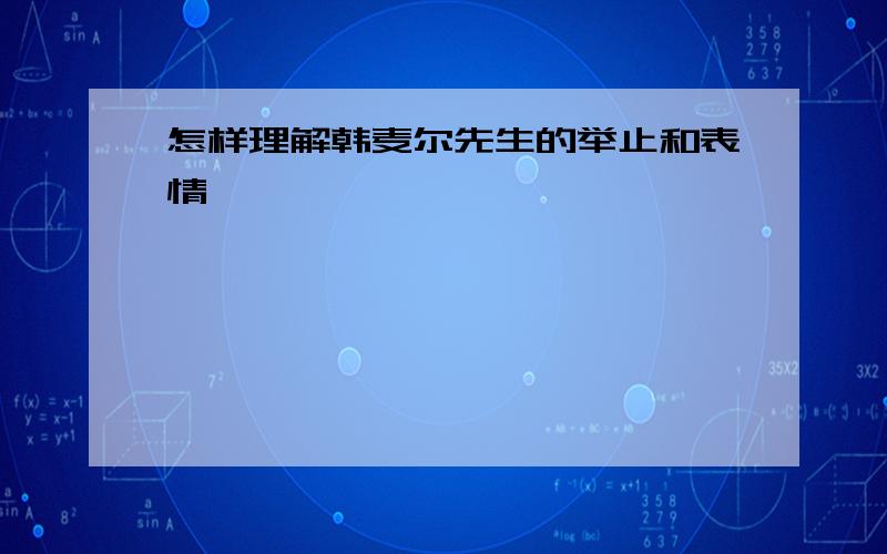 怎样理解韩麦尔先生的举止和表情