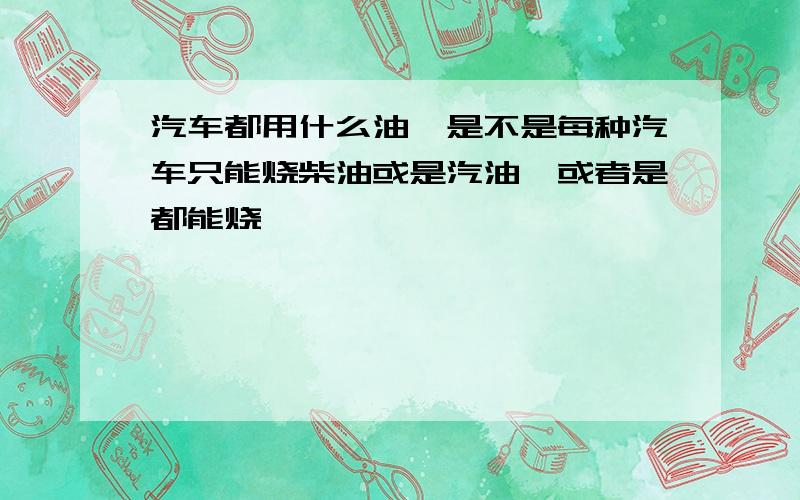 汽车都用什么油,是不是每种汽车只能烧柴油或是汽油,或者是都能烧