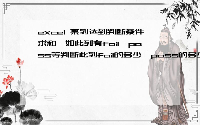 excel 某列达到判断条件求和,如此列有fail,pass等判断此列fail的多少,pass的多少=SUMIF(A$1:A$100,