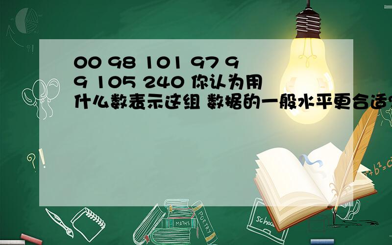 00 98 101 97 99 105 240 你认为用什么数表示这组 数据的一般水平更合适?