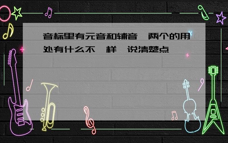 音标里有元音和辅音,两个的用处有什么不一样,说清楚点,