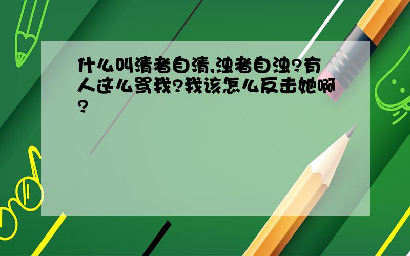 什么叫清者自清,浊者自浊?有人这么骂我?我该怎么反击她啊?