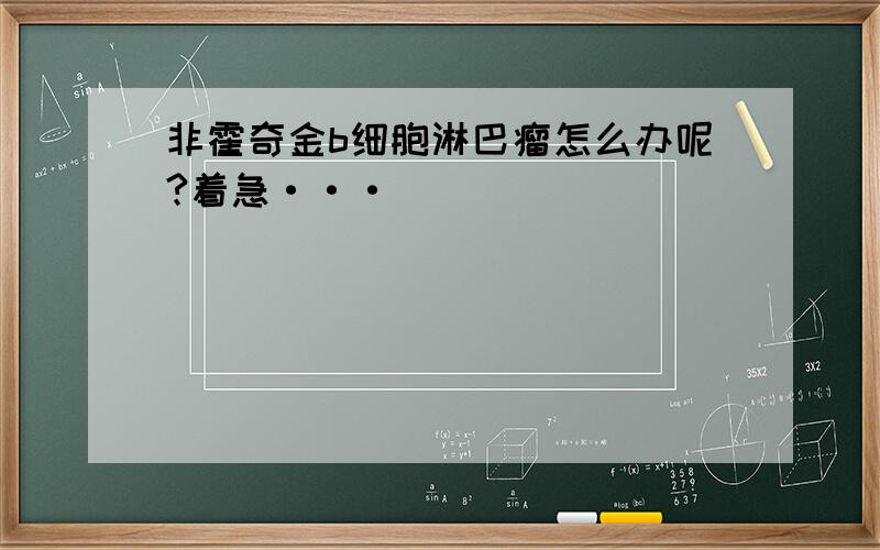 非霍奇金b细胞淋巴瘤怎么办呢?着急···