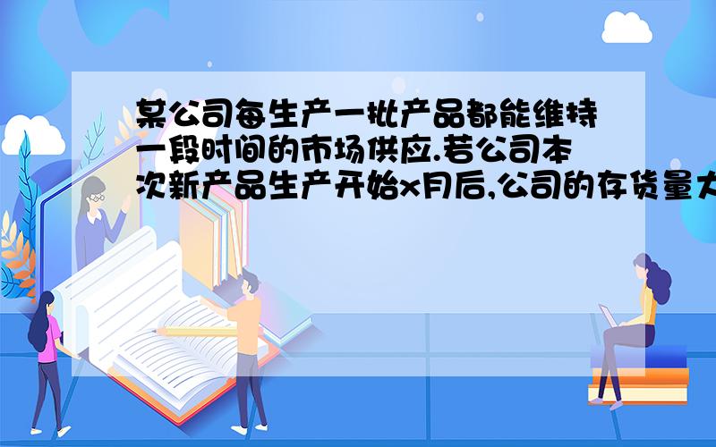 某公司每生产一批产品都能维持一段时间的市场供应.若公司本次新产品生产开始x月后,公司的存货量大致满足模型f(x)=－3x^3+12x+8,那么下次生产应在多长时间后开始?