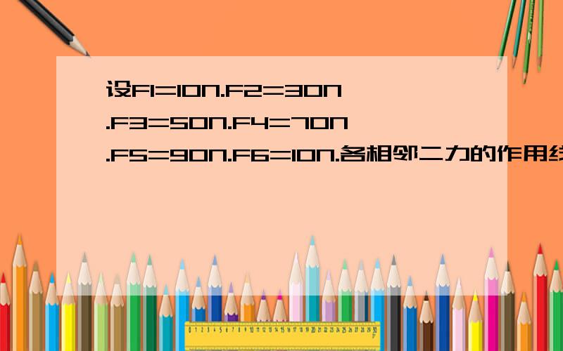 设F1=10N.F2=30N.F3=50N.F4=70N.F5=90N.F6=10N.各相邻二力的作用线之间夹角均为60度.试求各力的合力..课后答案是FR=120N α=60度这是建筑力学的题...