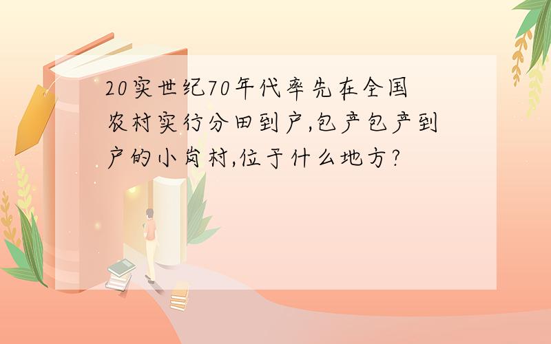 20实世纪70年代率先在全国农村实行分田到户,包产包产到户的小岗村,位于什么地方?