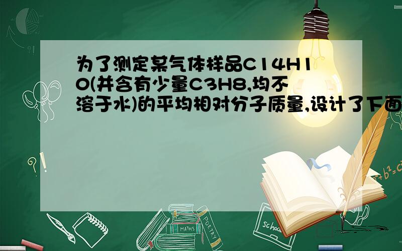 为了测定某气体样品C14H10(并含有少量C3H8,均不溶于水)的平均相对分子质量,设计了下面的实验：1.取一个配有合适胶塞的洁净 干燥的锥形瓶,准确称量,得到质量M1.2.往锥形瓶中通入干燥的该气