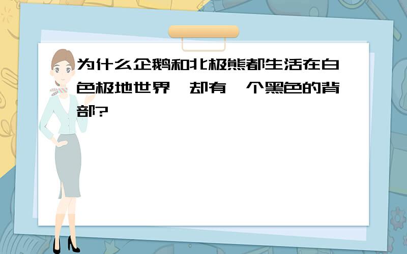 为什么企鹅和北极熊都生活在白色极地世界,却有一个黑色的背部?