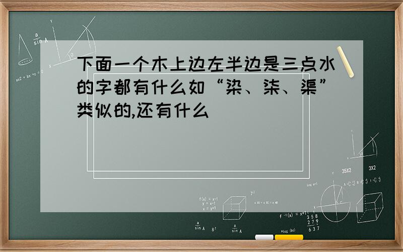 下面一个木上边左半边是三点水的字都有什么如“染、柒、渠”类似的,还有什么