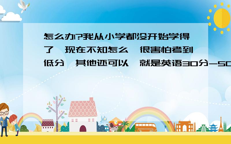 怎么办?我从小学都没开始学得了,现在不知怎么,很害怕考到低分,其他还可以,就是英语30分-50分左右,还要靠作弊才行.还有不知道同学们写什么死鬼东西,好烦,好想学会啊,不怕长时间学,就怕学