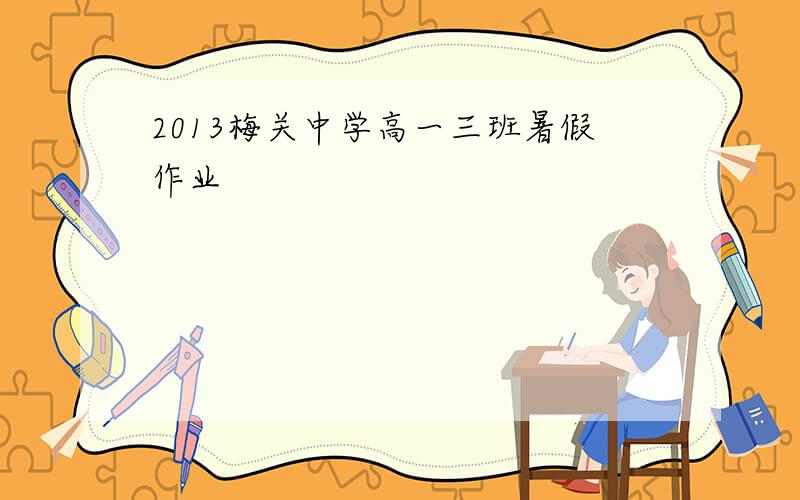 2013梅关中学高一三班暑假作业