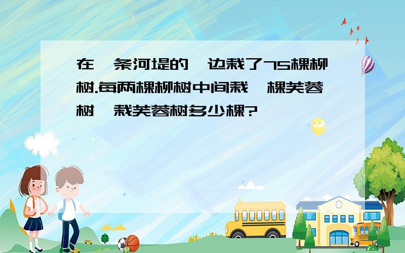 在一条河堤的一边栽了75棵柳树.每两棵柳树中间栽一棵芙蓉树,栽芙蓉树多少棵?