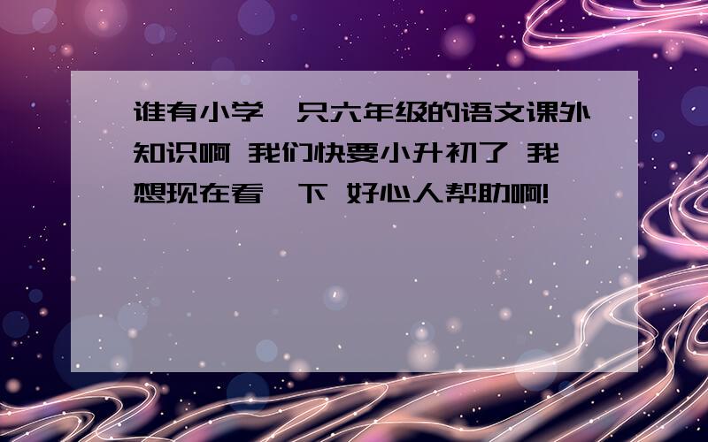 谁有小学一只六年级的语文课外知识啊 我们快要小升初了 我想现在看一下 好心人帮助啊!