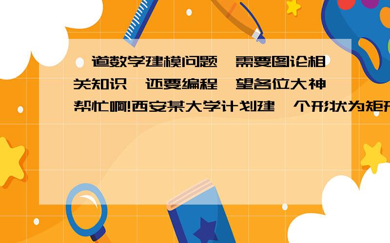 一道数学建模问题,需要图论相关知识,还要编程,望各位大神帮忙啊!西安某大学计划建一个形状为矩形或其他不规则图形的公园,不仅为了美化校园环境,也是想为其学生提供更的生活条件.公园