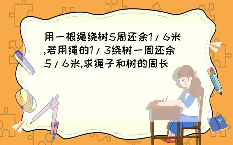 用一根绳绕树5周还余1/6米,若用绳的1/3绕树一周还余5/6米,求绳子和树的周长