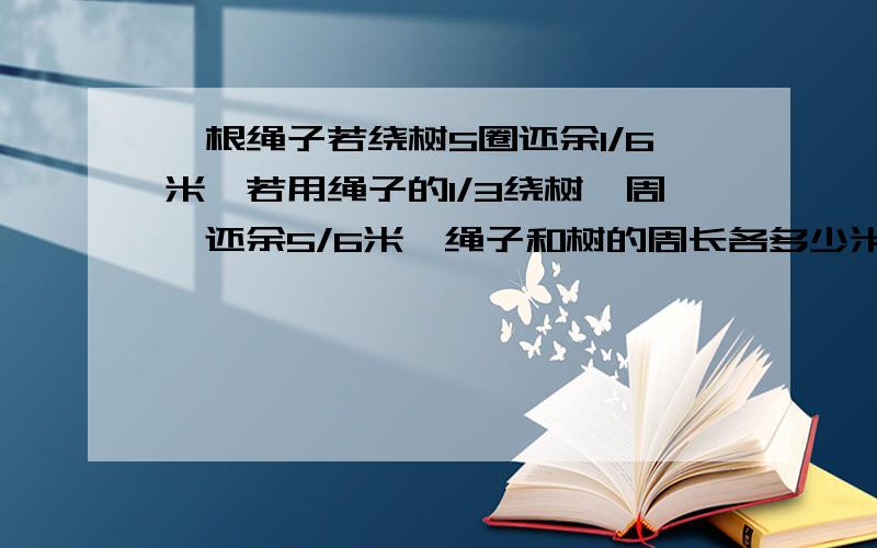 一根绳子若绕树5圈还余1/6米,若用绳子的1/3绕树一周,还余5/6米,绳子和树的周长各多少米?不能用XY解答