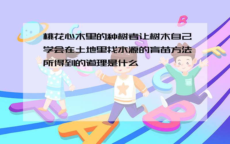 桃花心木里的种树者让树木自己学会在土地里找水源的育苗方法所得到的道理是什么