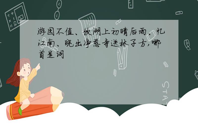 游园不值、饮湖上初晴后雨、忆江南、晓出净慈寺送林子方,哪首是词