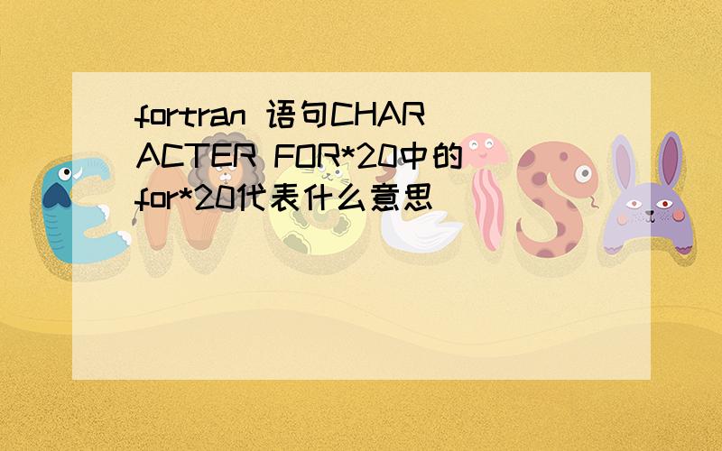 fortran 语句CHARACTER FOR*20中的for*20代表什么意思