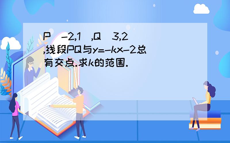 P(-2,1),Q(3,2),线段PQ与y=-kx-2总有交点.求k的范围.