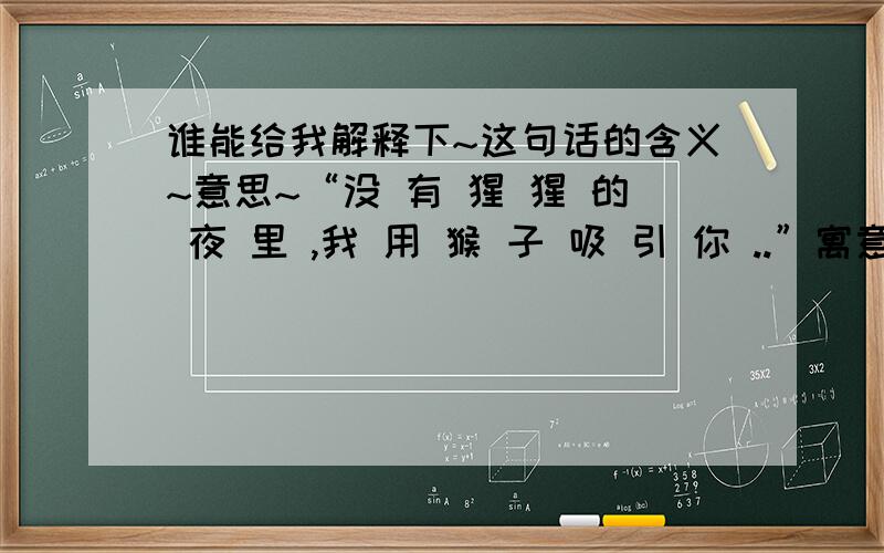 谁能给我解释下~这句话的含义~意思~“没 有 猩 猩 的 夜 里 ,我 用 猴 子 吸 引 你 ..”寓意也说下~含义之类的或者暗指什么~