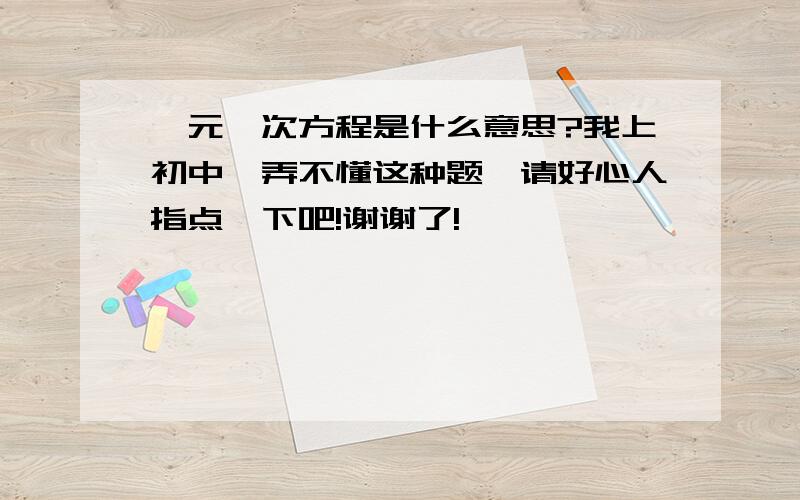 一元一次方程是什么意思?我上初中,弄不懂这种题,请好心人指点一下吧!谢谢了!