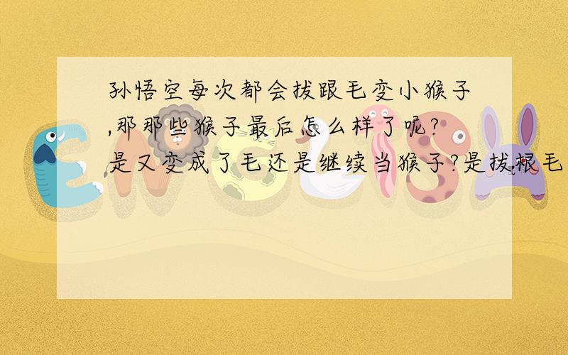 孙悟空每次都会拔跟毛变小猴子,那那些猴子最后怎么样了呢?是又变成了毛还是继续当猴子?是拔根毛..你们有什么依据呢?