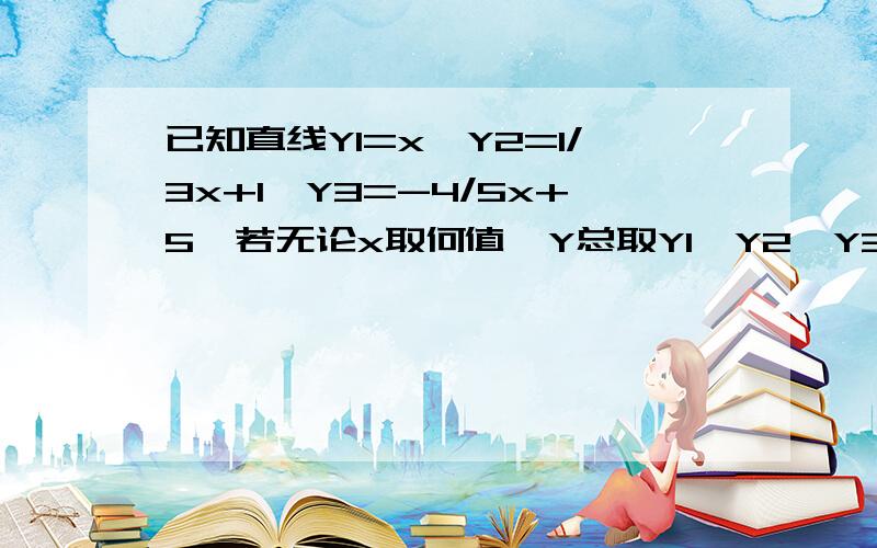 已知直线Y1=x,Y2=1/3x+1,Y3=-4/5x+5,若无论x取何值,Y总取Y1,Y2,Y3中的最小值,则Y的最大值为多少?